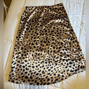 Gold Cheetah Print Midi Skirt